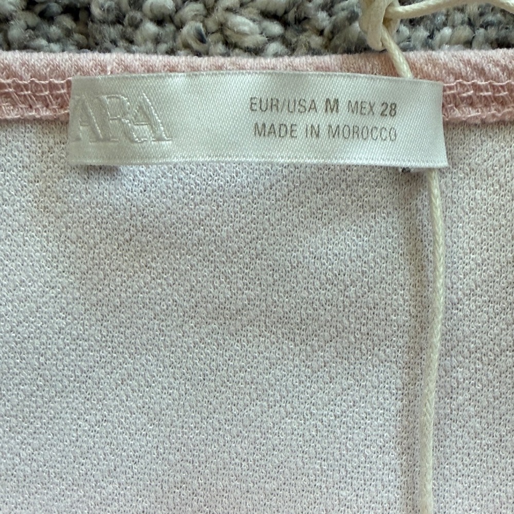 Zara Womens Pink Textured Button Front Crop Top Spaghetti Strap  NWT's - Picture 3 of 7